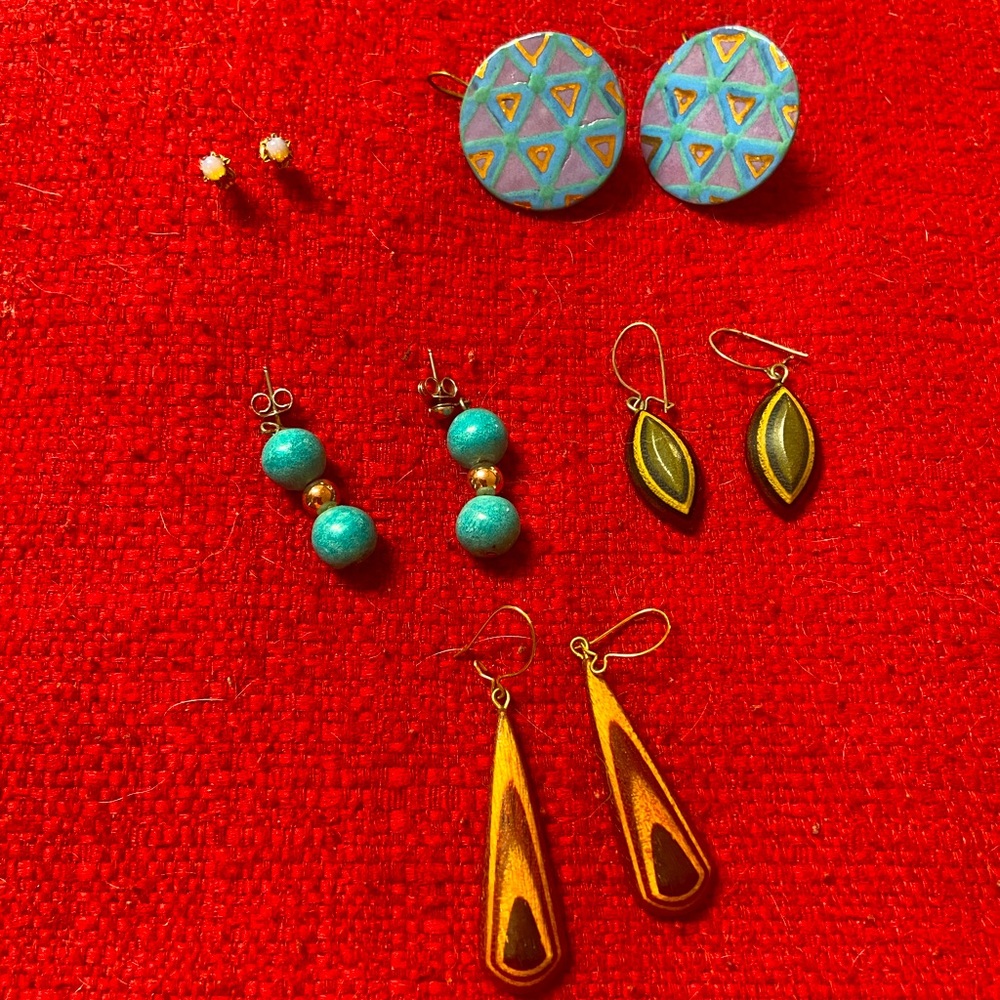5 Pairs of Artisian Pierced Earrings